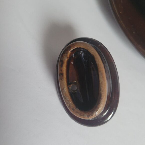 Vintage Brown Ceramic Teapot With Lid & Saucer Hand-Painted Floral & Butterfly D - Picture 5 of 11